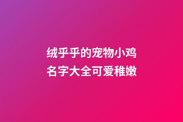 绒乎乎的宠物小鸡名字大全可爱稚嫩