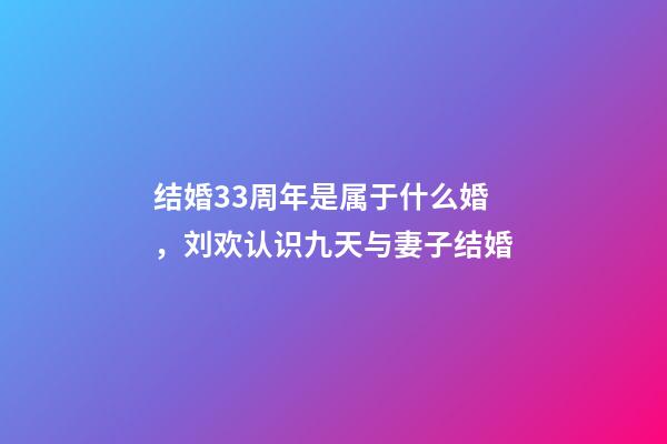 结婚33周年是属于什么婚，刘欢认识九天与妻子结婚-第1张-观点-玄机派