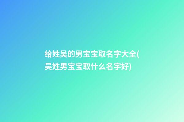 给姓吴的男宝宝取名字大全(吴姓男宝宝取什么名字好)