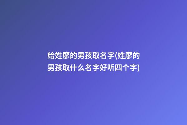 给姓廖的男孩取名字(姓廖的男孩取什么名字好听四个字)