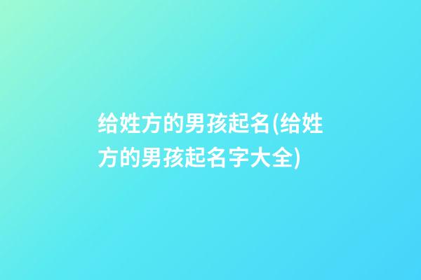 给姓方的男孩起名(给姓方的男孩起名字大全)