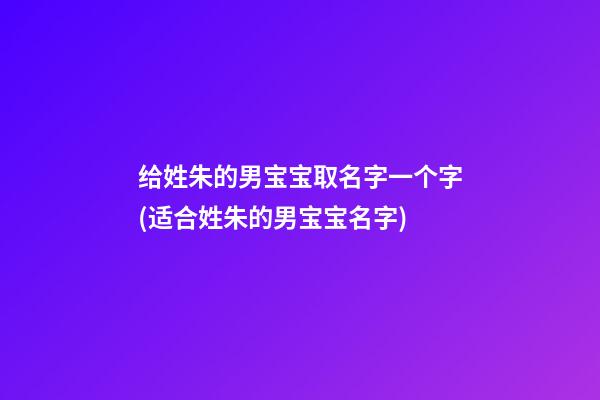 给姓朱的男宝宝取名字一个字(适合姓朱的男宝宝名字)