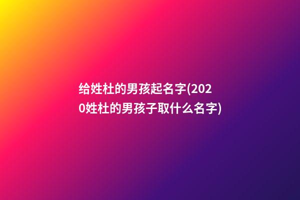 给姓杜的男孩起名字(2020姓杜的男孩子取什么名字)