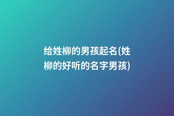 给姓柳的男孩起名(姓柳的好听的名字男孩)