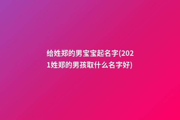 给姓郑的男宝宝起名字(2021姓郑的男孩取什么名字好)