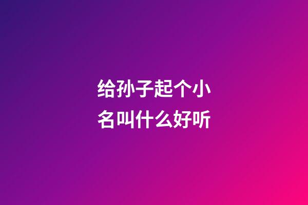 给孙子起个小名叫什么好听(给孙子起个小名叫什么好听的)-第1张-宝宝起名-玄机派