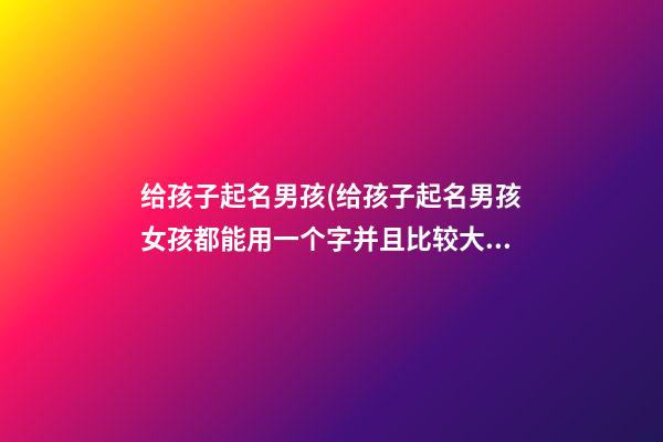 给孩子起名男孩(给孩子起名男孩女孩都能用一个字并且比较大气)
