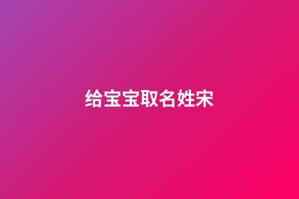 给宝宝取名姓宋(给宝宝取名姓宋怎么取)-第1张-宝宝起名-玄机派