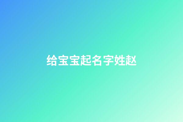 给宝宝起名字姓赵(姓赵宝宝名字大全)-第1张-宝宝起名-玄机派