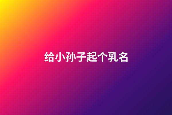 给小孙子起个乳名(给小孙子起名注意事项)-第1张-宝宝起名-玄机派