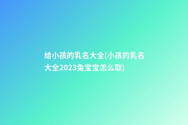 给小孩的乳名大全(小孩的乳名大全2023兔宝宝怎么取)