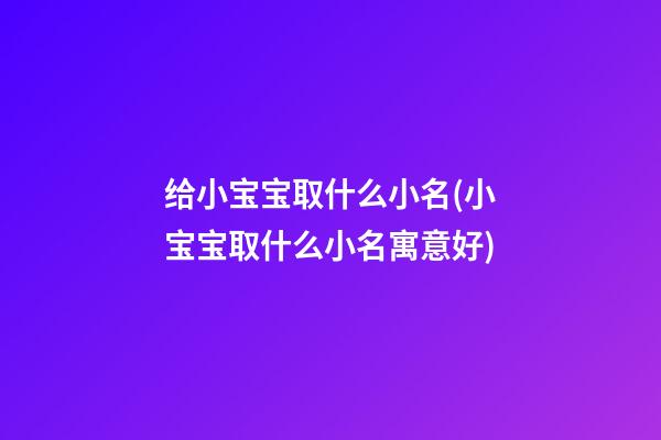 给小宝宝取什么小名(小宝宝取什么小名寓意好)