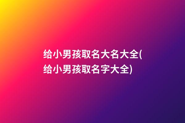 给小男孩取名大名大全(给小男孩取名字大全)