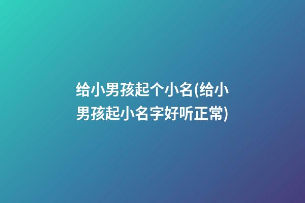 给小男孩起个小名(给小男孩起小名字好听正常)