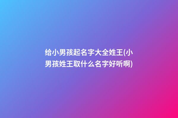 给小男孩起名字大全姓王(小男孩姓王取什么名字好听啊)