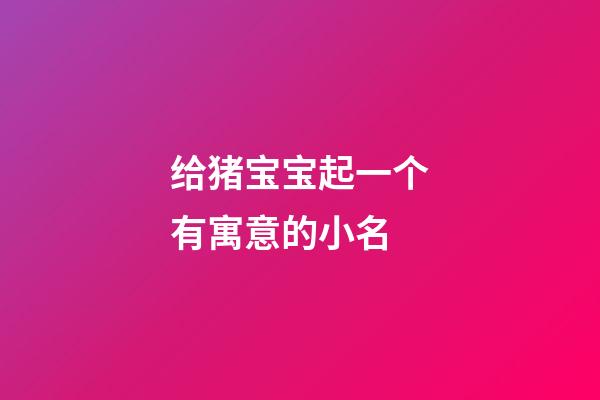 给猪宝宝起一个有寓意的小名