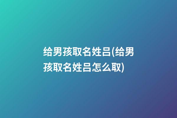 给男孩取名姓吕(给男孩取名姓吕怎么取)