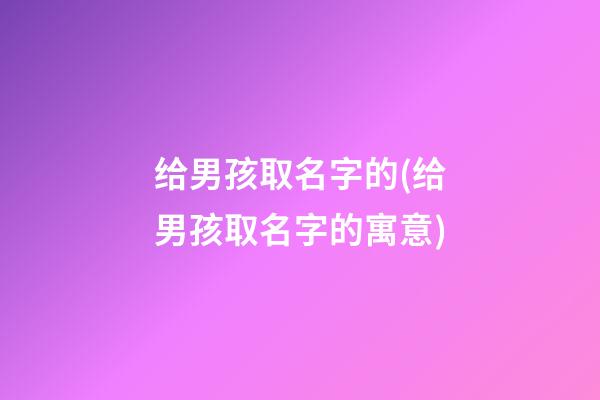 给男孩取名字的(给男孩取名字的寓意)