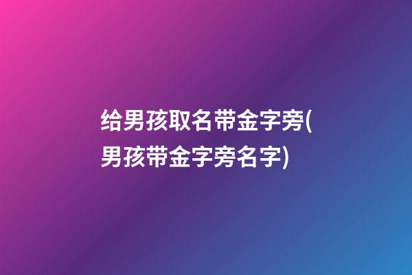 给男孩取名带金字旁(男孩带金字旁名字)