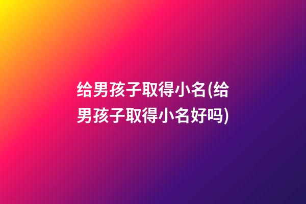给男孩子取得小名(给男孩子取得小名好吗)