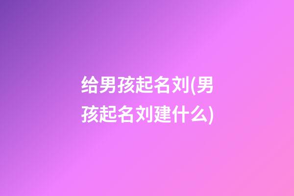 给男孩起名刘(男孩起名刘建什么)