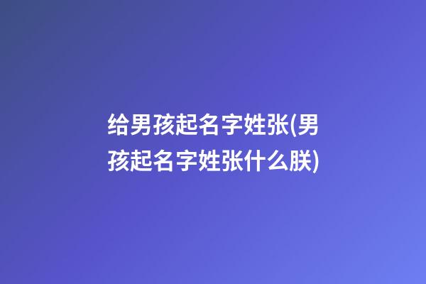 给男孩起名字姓张(男孩起名字姓张什么朕)