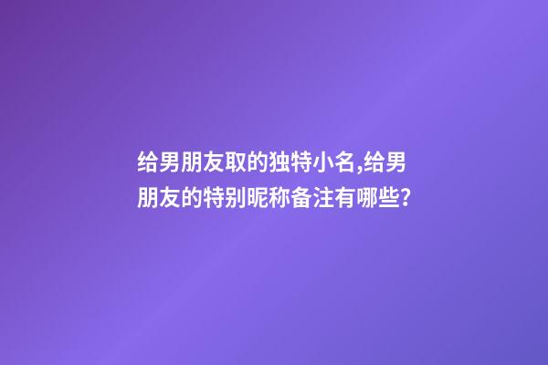 给男朋友取的独特小名,给男朋友的特别昵称备注有哪些？