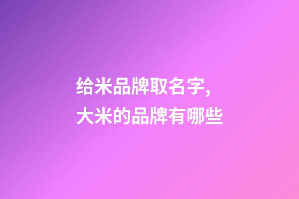 给米品牌取名字,大米的品牌有哪些-第1张-商标起名-玄机派