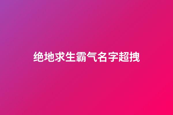 绝地求生霸气名字超拽