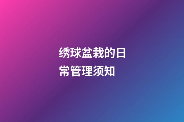 绣球盆栽的日常管理须知