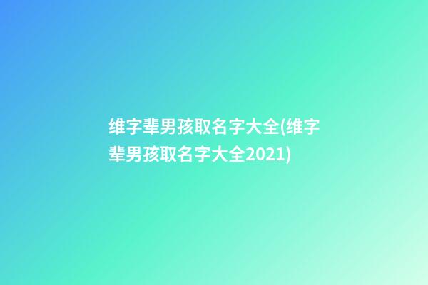 维字辈男孩取名字大全(维字辈男孩取名字大全2021)