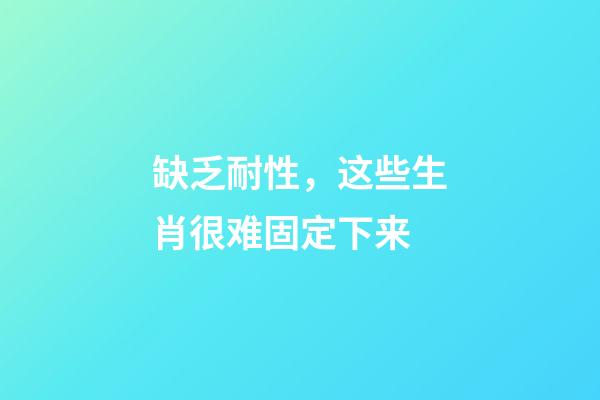 缺乏耐性，这些生肖很难固定下来