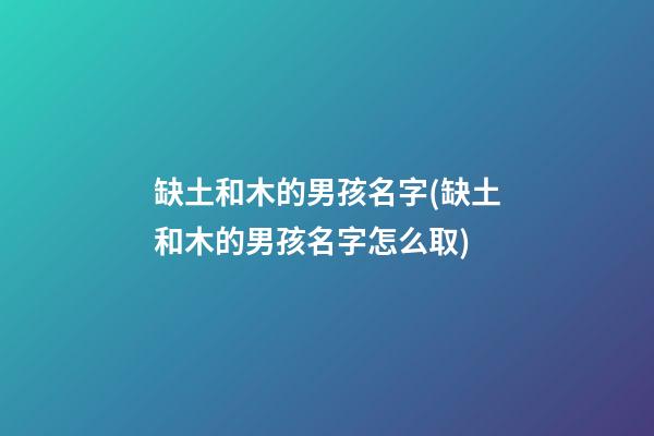 缺土和木的男孩名字(缺土和木的男孩名字怎么取)