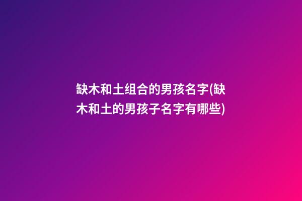 缺木和土组合的男孩名字(缺木和土的男孩子名字有哪些)