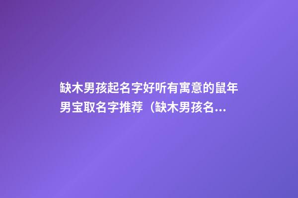 缺木男孩起名字好听有寓意的鼠年男宝取名字推荐（缺木男孩名字大全鼠年）