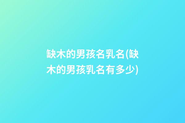 缺木的男孩名乳名(缺木的男孩乳名有多少)