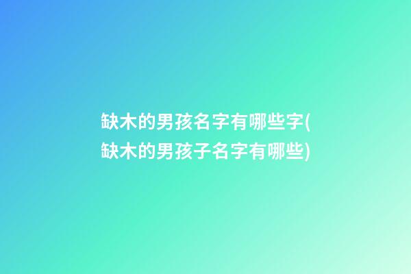 缺木的男孩名字有哪些字(缺木的男孩子名字有哪些)