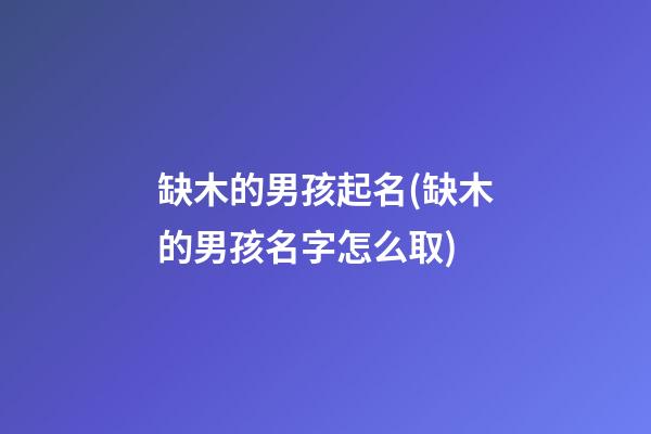 缺木的男孩起名(缺木的男孩名字怎么取)