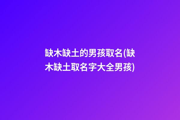 缺木缺土的男孩取名(缺木缺土取名字大全男孩)
