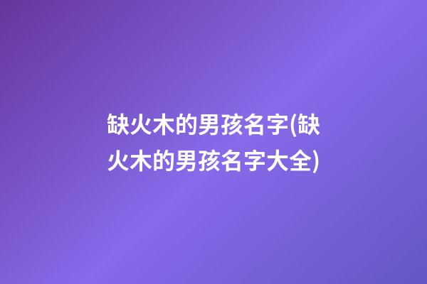 缺火木的男孩名字(缺火木的男孩名字大全)