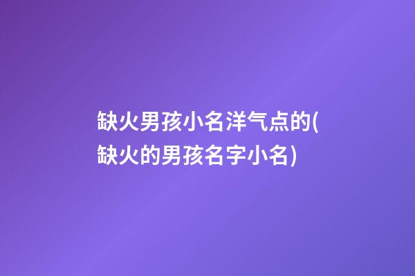 缺火男孩小名洋气点的(缺火的男孩名字小名)