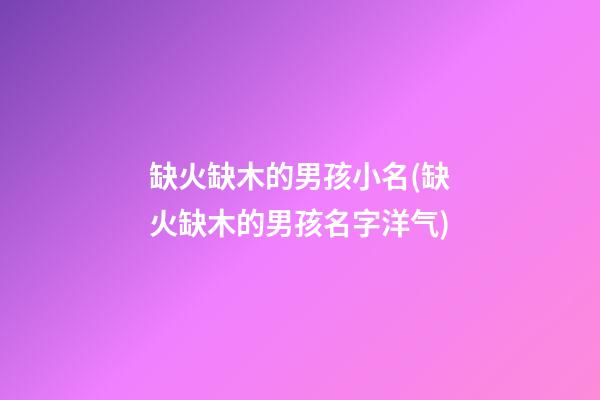 缺火缺木的男孩小名(缺火缺木的男孩名字洋气)