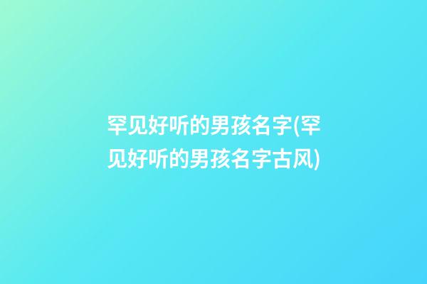 罕见好听的男孩名字(罕见好听的男孩名字古风)