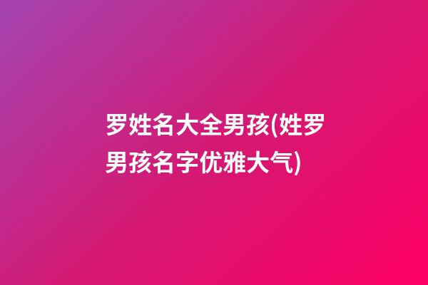 罗姓名大全男孩(姓罗男孩名字优雅大气)
