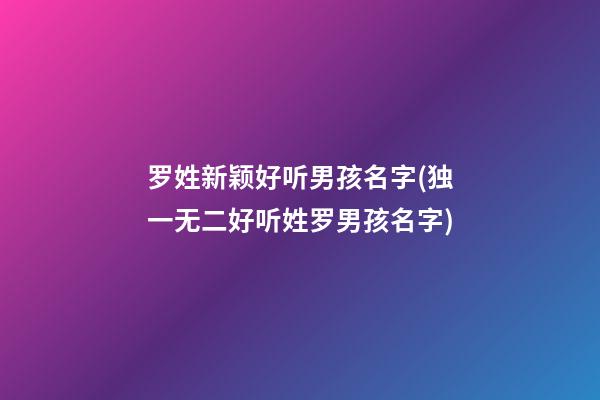 罗姓新颖好听男孩名字(独一无二好听姓罗男孩名字)