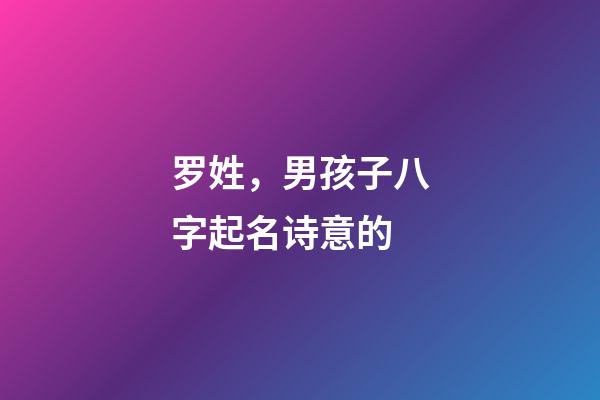 罗姓，男孩子八字起名诗意的