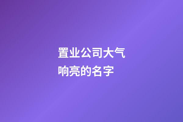 置业公司大气响亮的名字