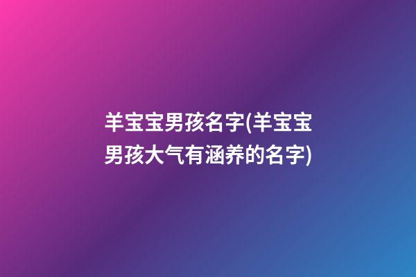 羊宝宝男孩名字(羊宝宝男孩大气有涵养的名字)
