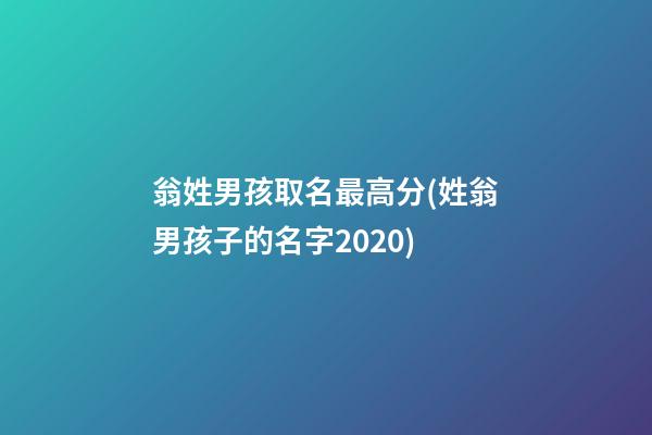 翁姓男孩取名最高分(姓翁男孩子的名字2020)