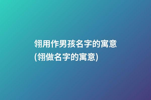 翎用作男孩名字的寓意(翎做名字的寓意)